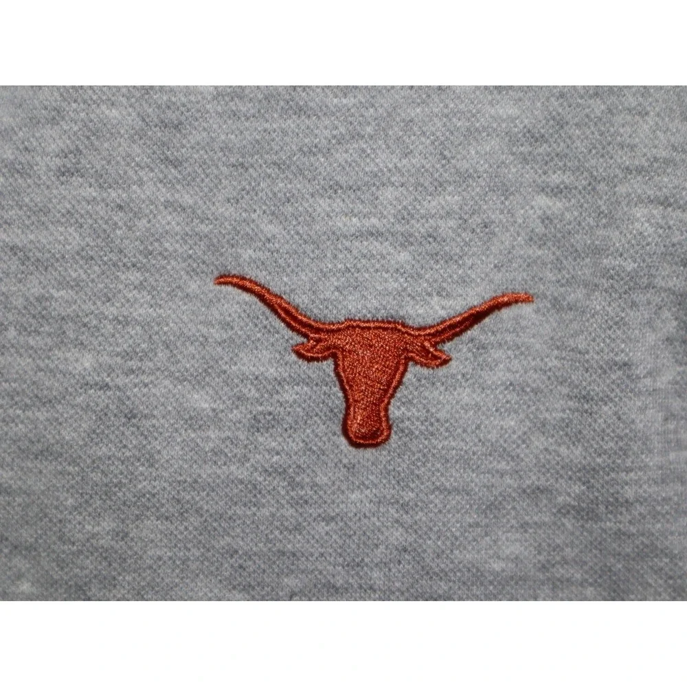 Champion Sweater Men Medium Gray V Neck 1/4 Button Texas Long Horns Pullover EUC